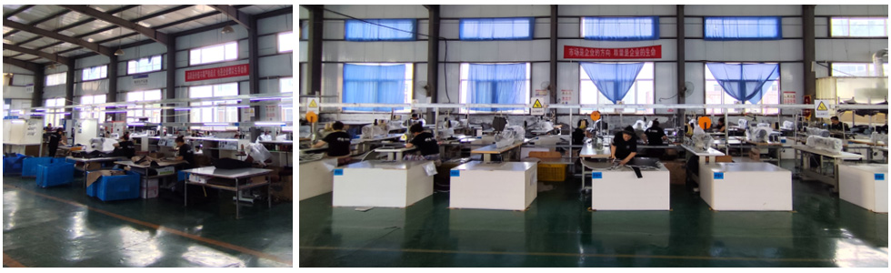 Photos of production lines, equipment, and quality inspection scenes