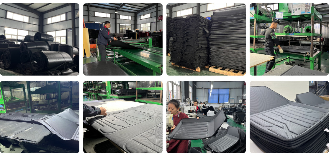 Real-life manufacturing process of factory car floor mats