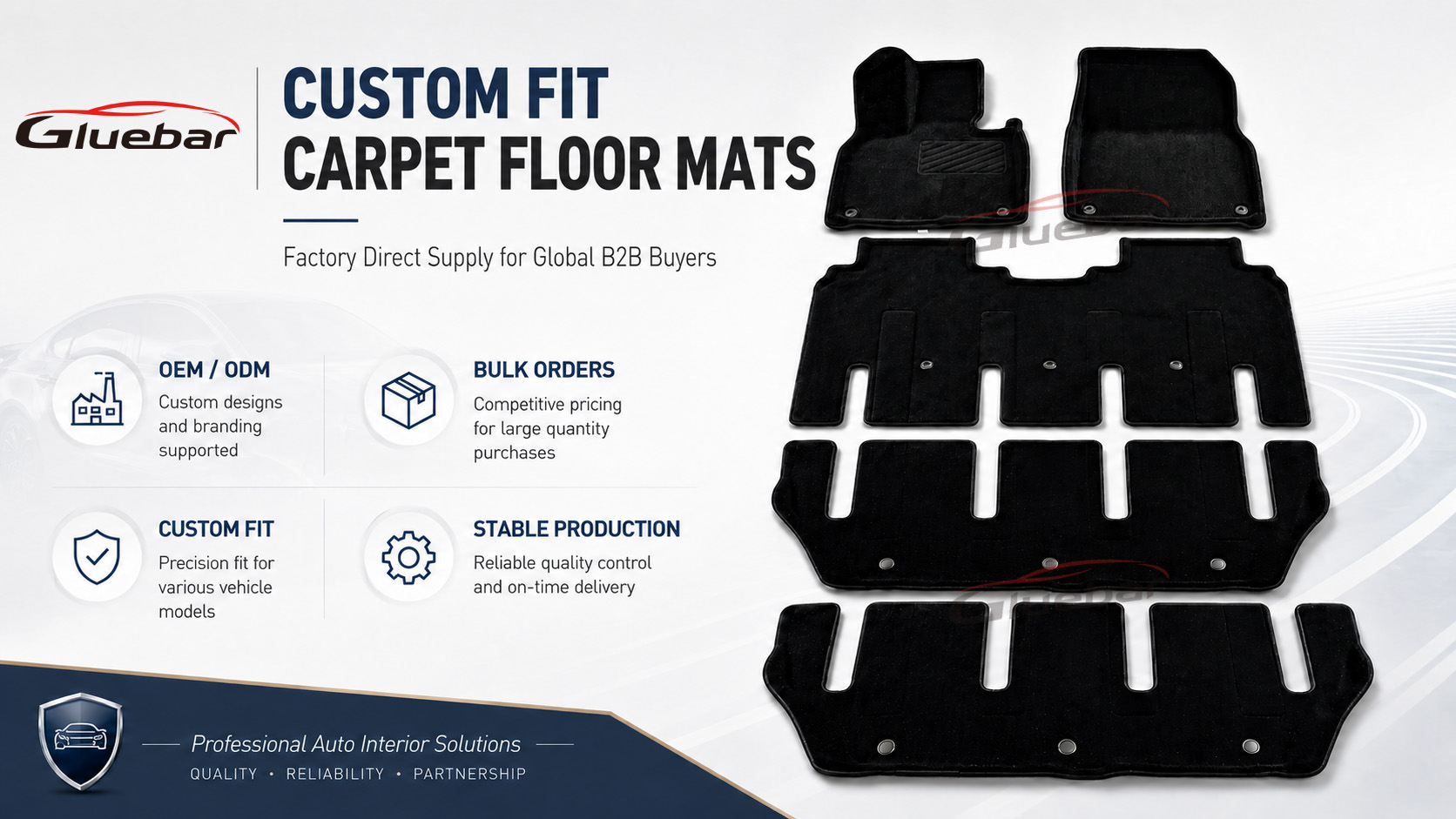 Dedicated SKU 4-piece carpet floor mat set for ROX 01 7-seater LHD version
