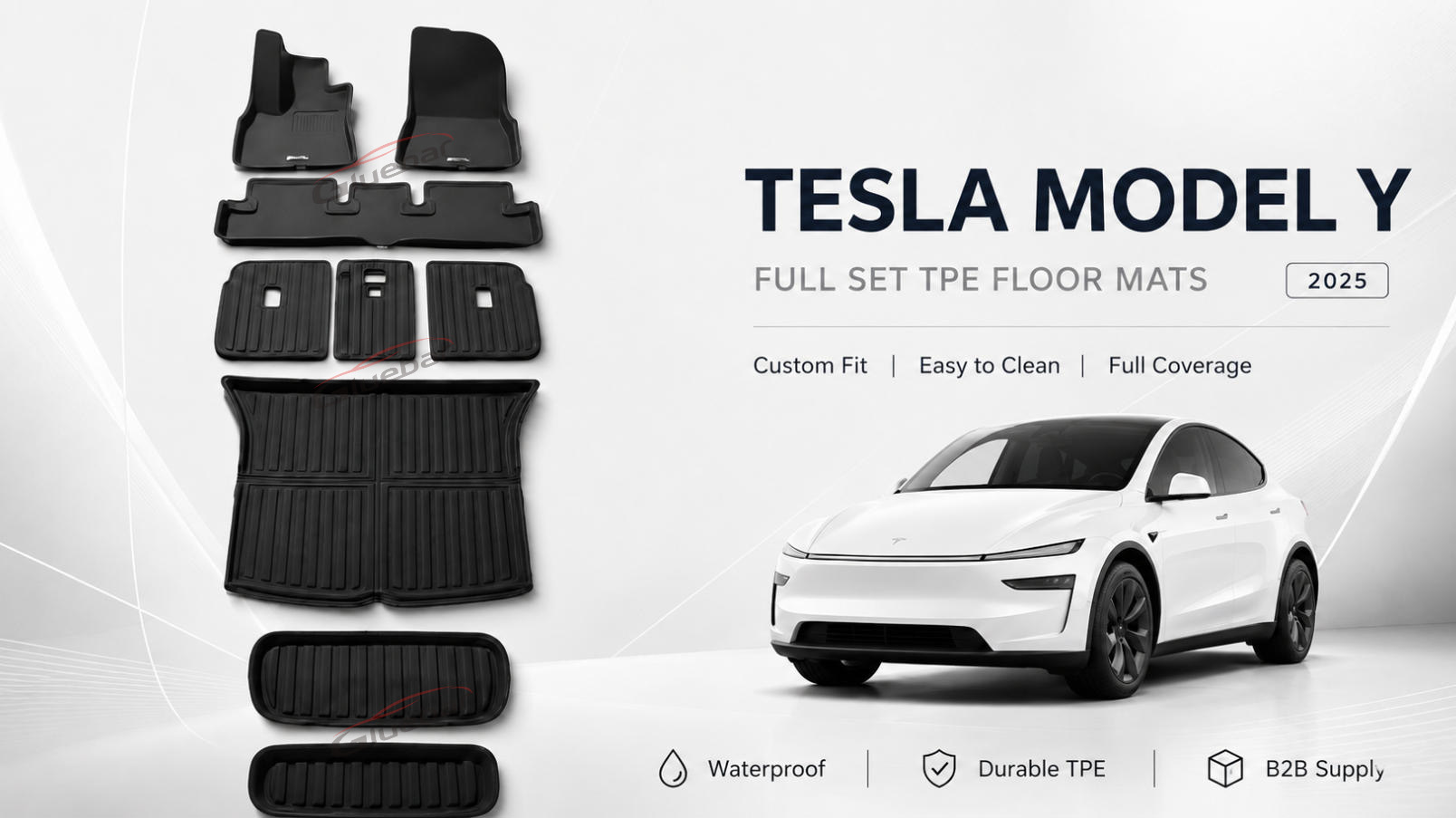 2025 Tesla Model Y full set TPE floor mats for EV interior protection