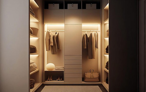 Minimal Walk-In Wardrobe Lighting