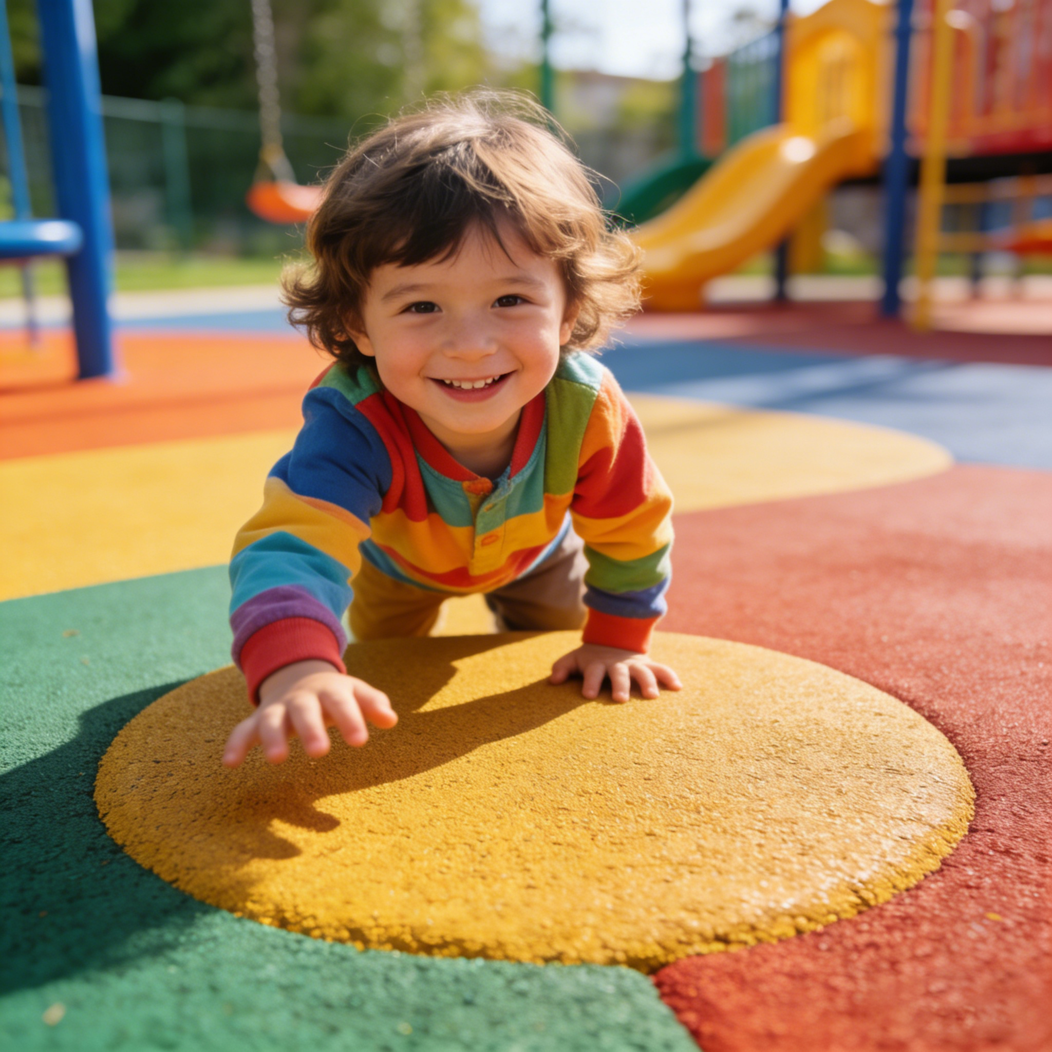 Child playing safely on impact-absorbing EPDM rubber surface