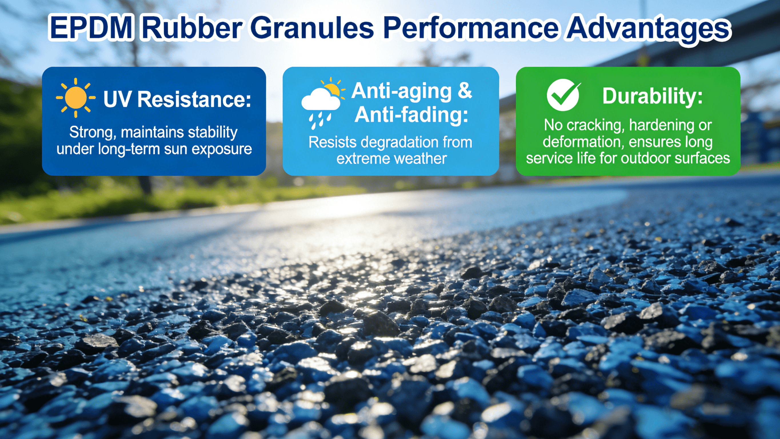 our EPDM rubber granules maintain stable performance 