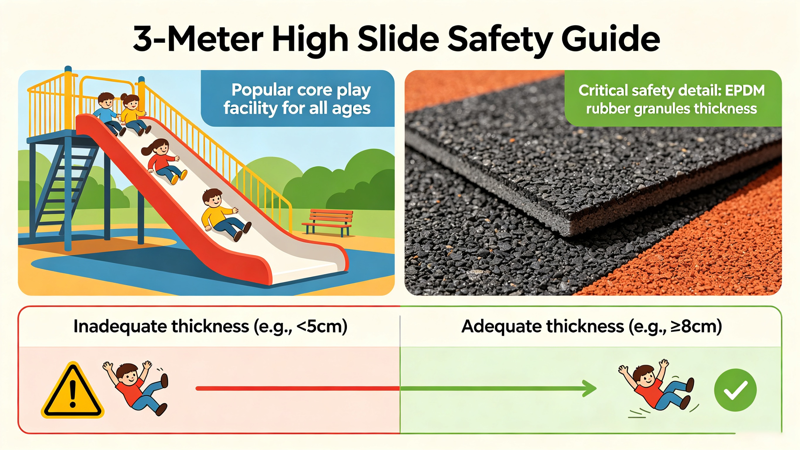 How Thick EPDM Granules Do You Need for a 3-Meter High Kids Playground Slide