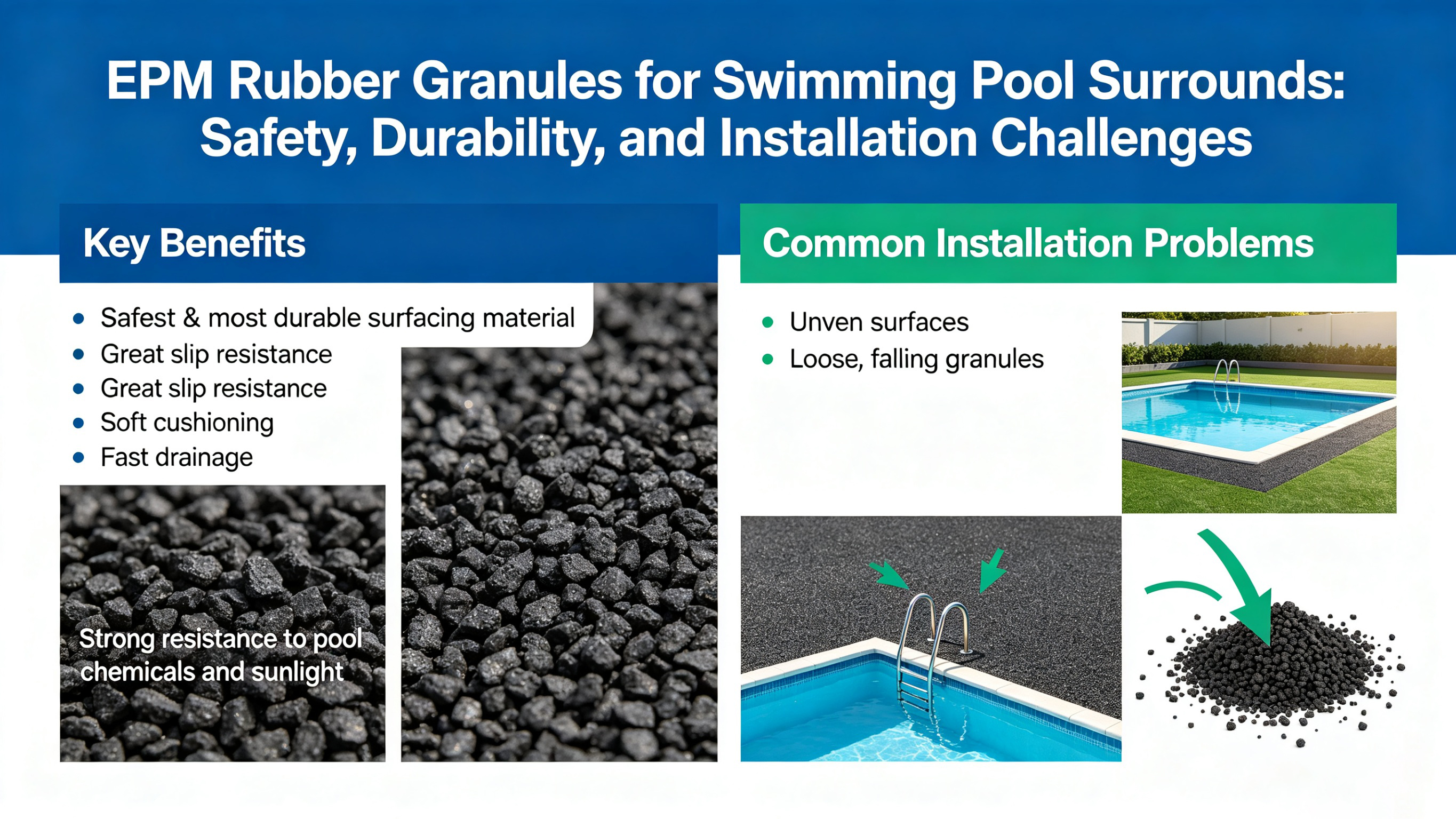 How to Apply EPDM Granules Evenly Around Pools (No Falling Off)