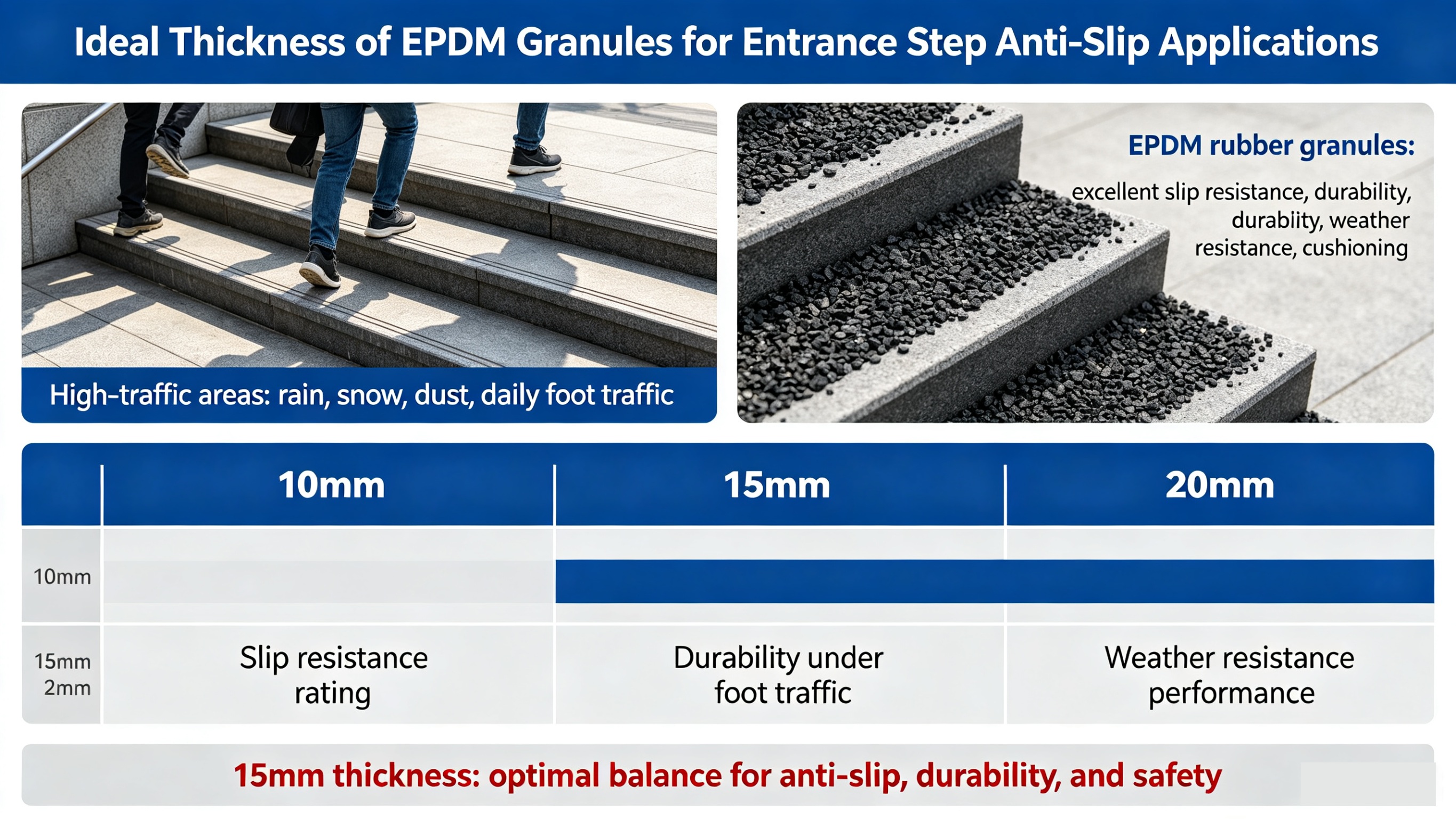 What Thickness of EPDM Granules Is Best for Entrance Step Anti-Slip?