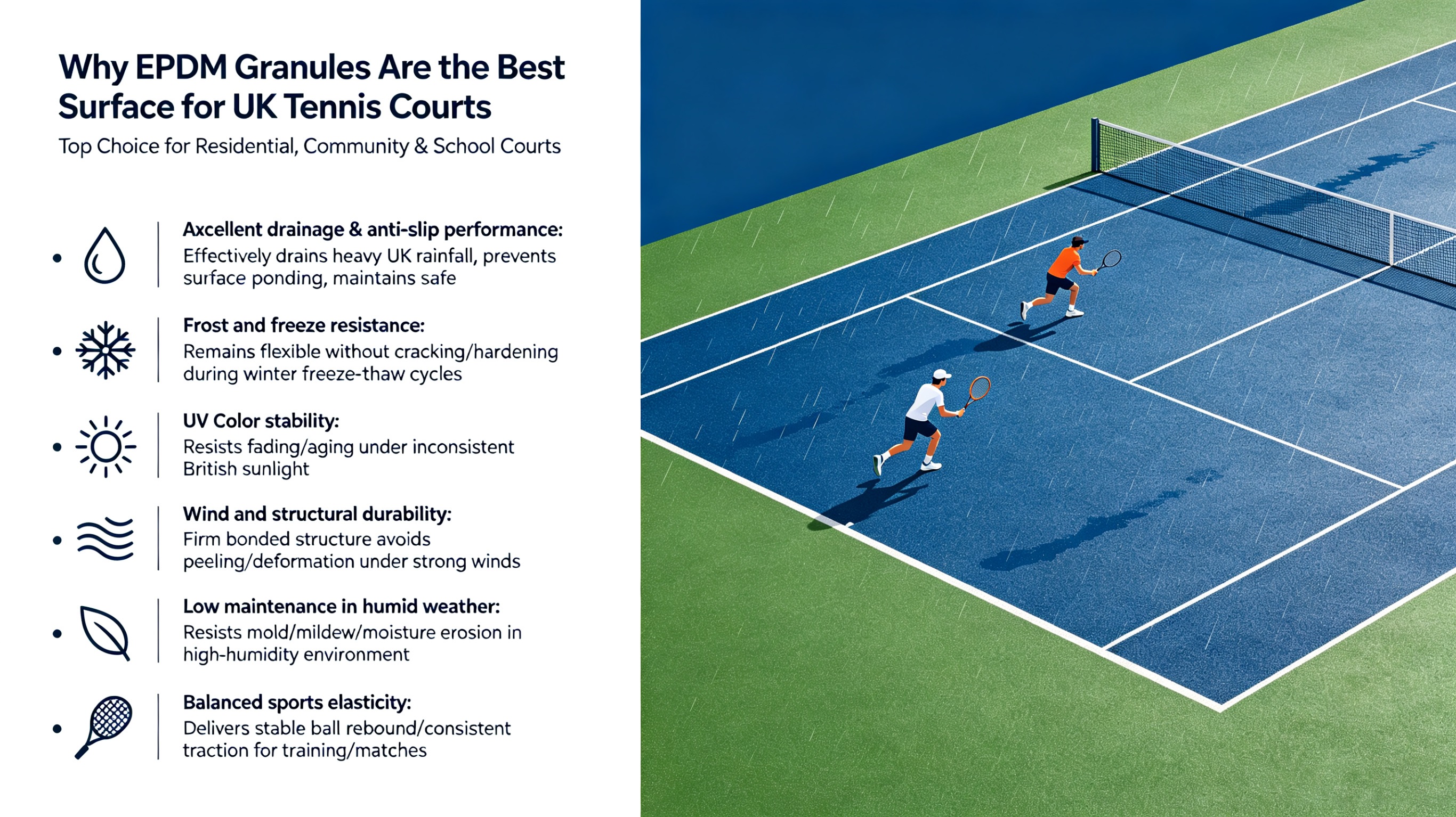 Ideal EPDM Granule Thickness for Standard Tennis Courts in UK Weather