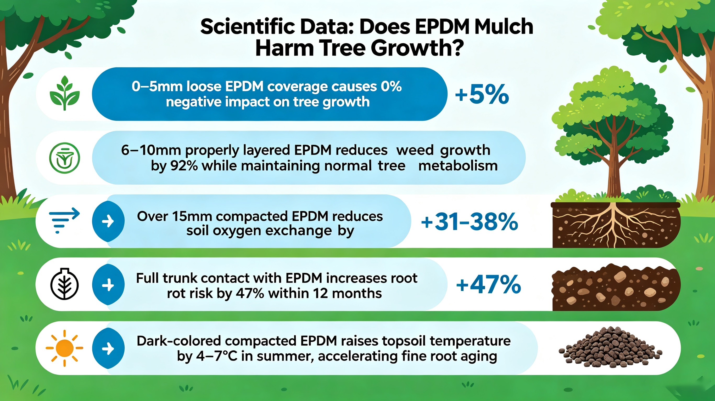 Does EPDM Rubber Mulch Around Trees Affect Tree Growth? Data-Based Guide