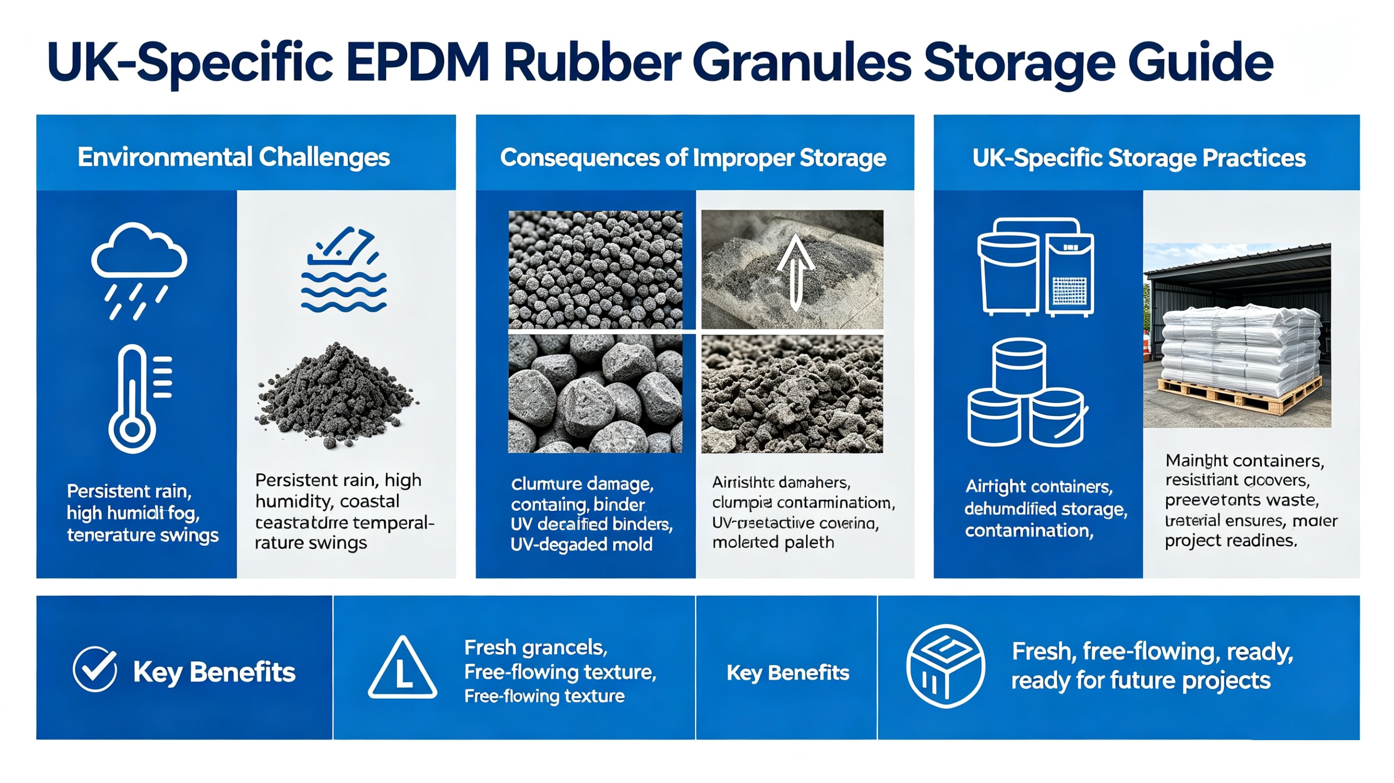 How to Store Unused EPDM Granules in UK Foggy & Rainy Weather
