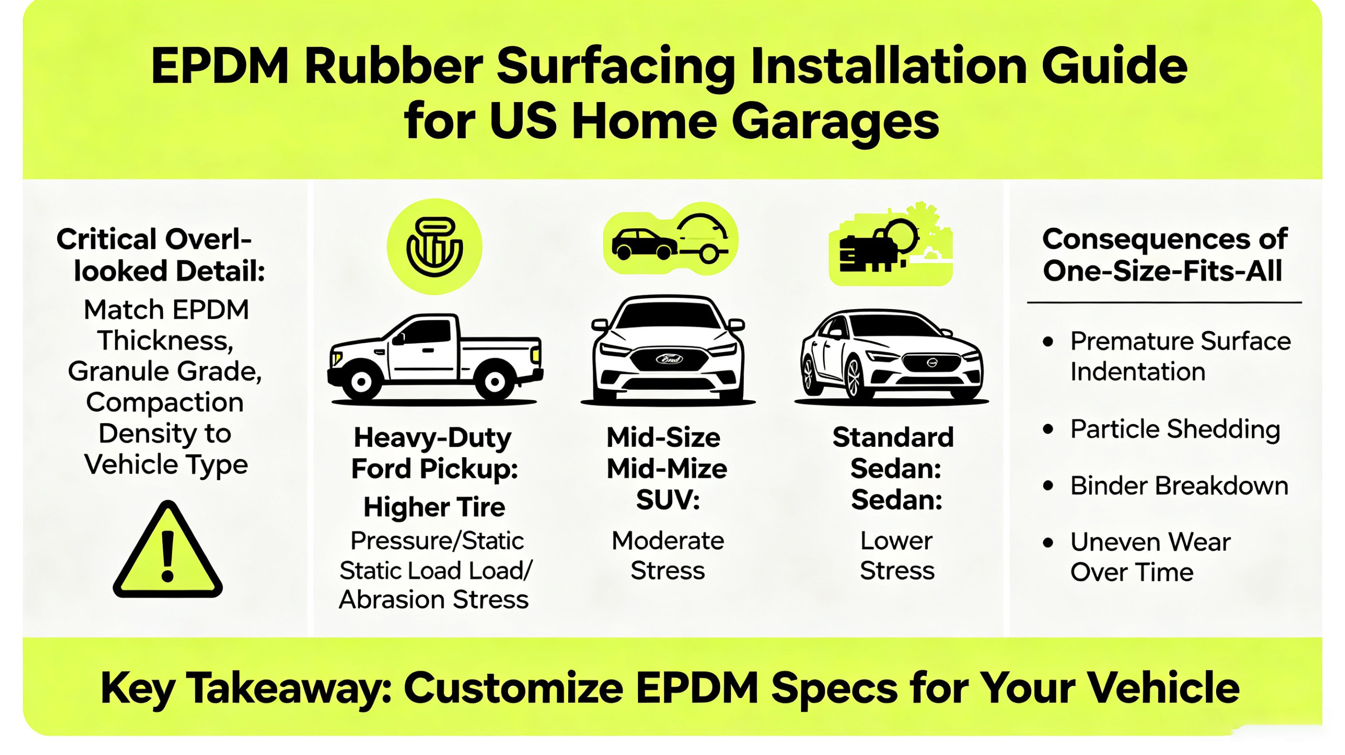 EPDM for US Residential Garage Floors: Ford Pickup vs SUV vs Sedan Vehicle Guide