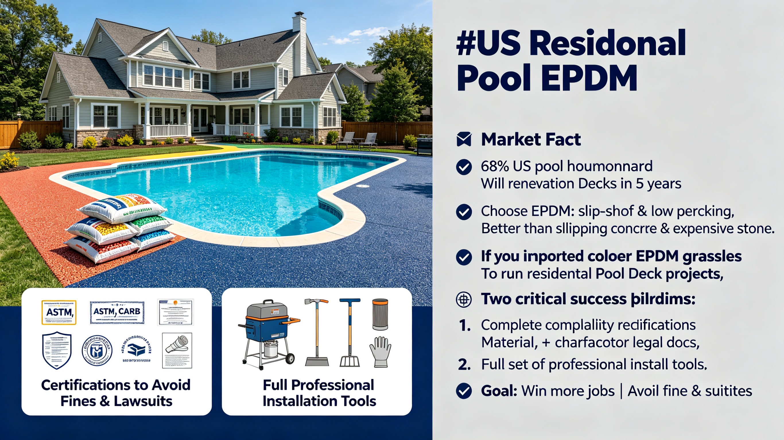 Launch US Residential Pool Deck EPDM Business After Importing EPDM Granules