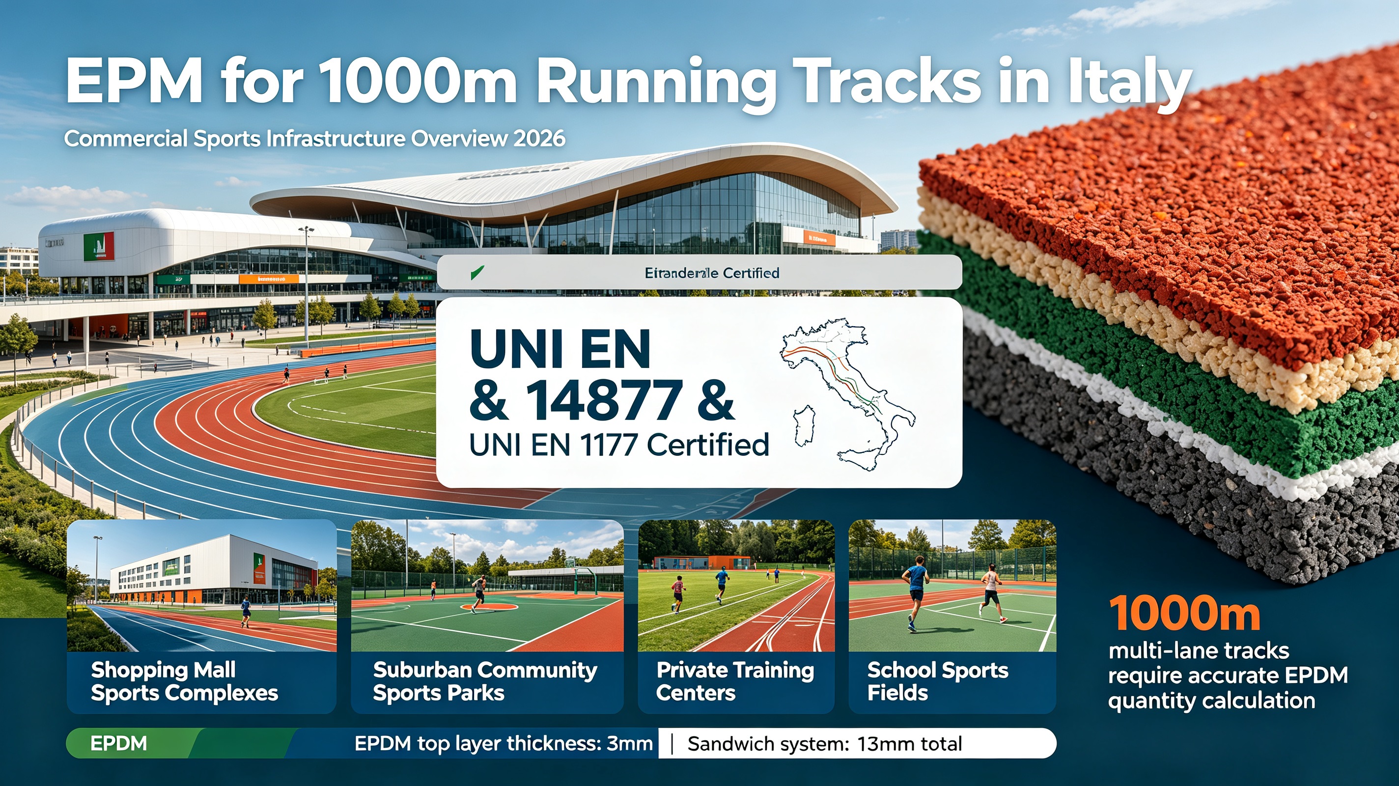 How Many Tons of EPDM Granules for A 1000m Running Track in Italy? 